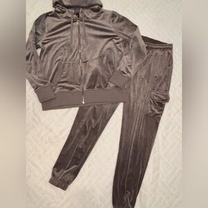 Forever 21 Brown/Grey Velour Track Suit